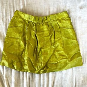 FINAL SALE Jcrew Silk Mini Skirt- Chartreuse
